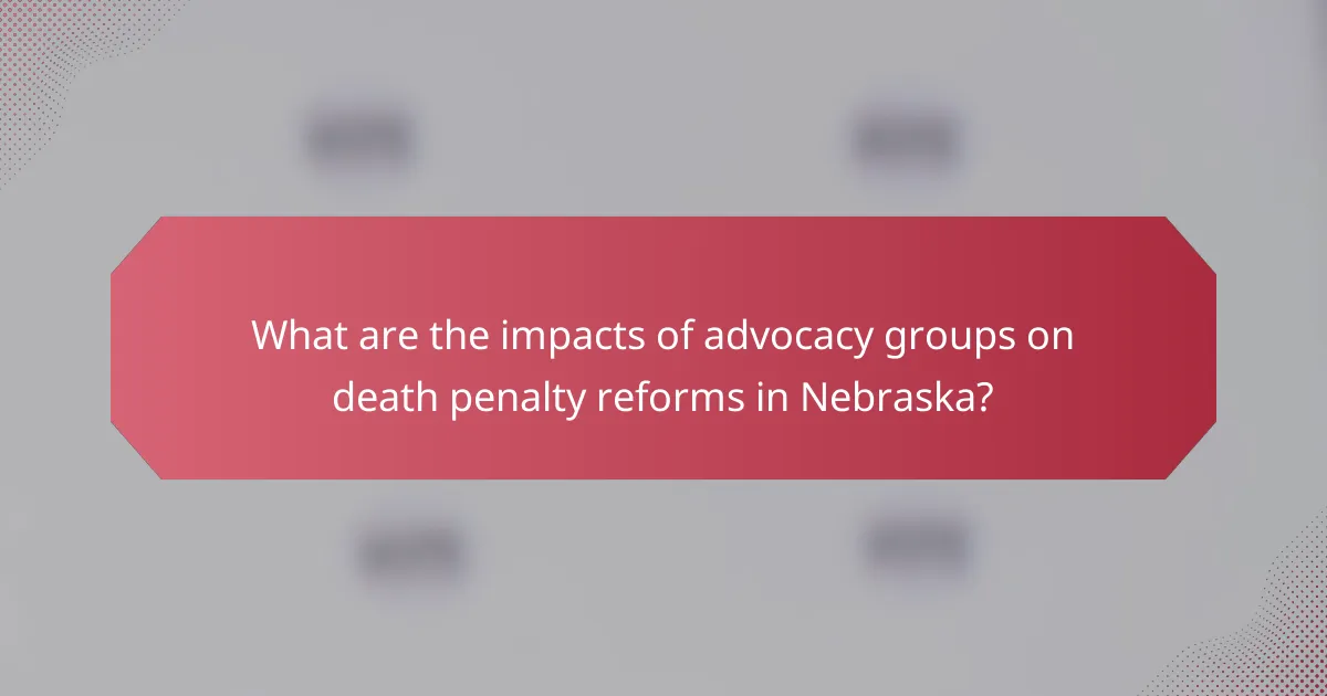 What are the impacts of advocacy groups on death penalty reforms in Nebraska?