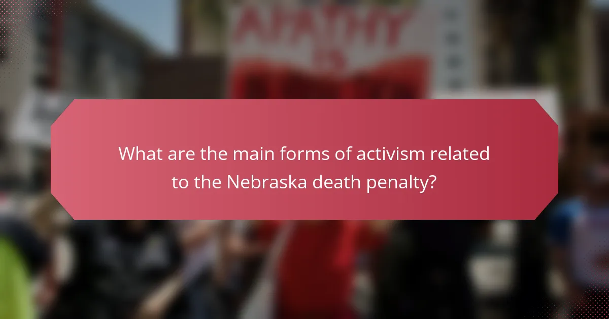 What are the main forms of activism related to the Nebraska death penalty?